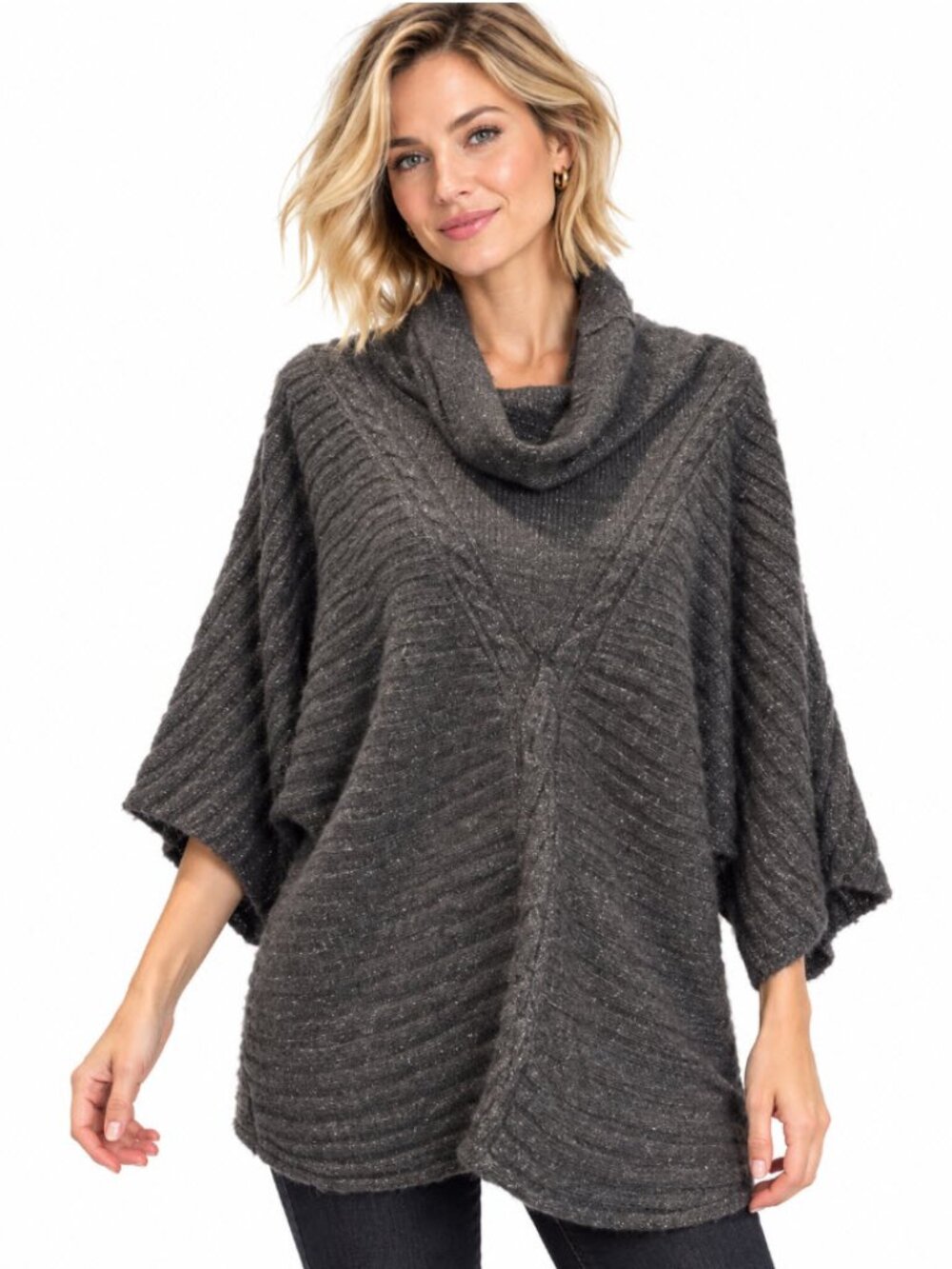 Marni Metallic Grey Mohair Blend Cowl Neck Oversized Sweater Tunic L